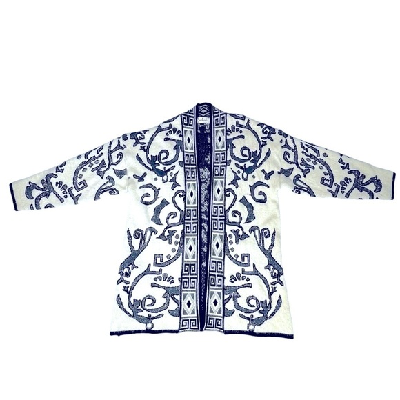 VTG CARDUCCI Abstract Angora Blend Long Sleeve Open Cardigan Women's Size L - Picture 9 of 16